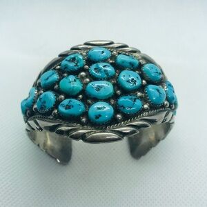 Alice Platero Navajo Sterling Silver Natural Kingman Turquoise Cuff, 5.5” Inside